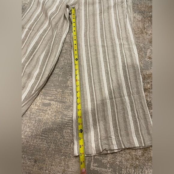 Briggs Linen Blend Wide Leg Pull On Pants Drawstring Size XL Striped Boho Chic - Picture 3 of 12